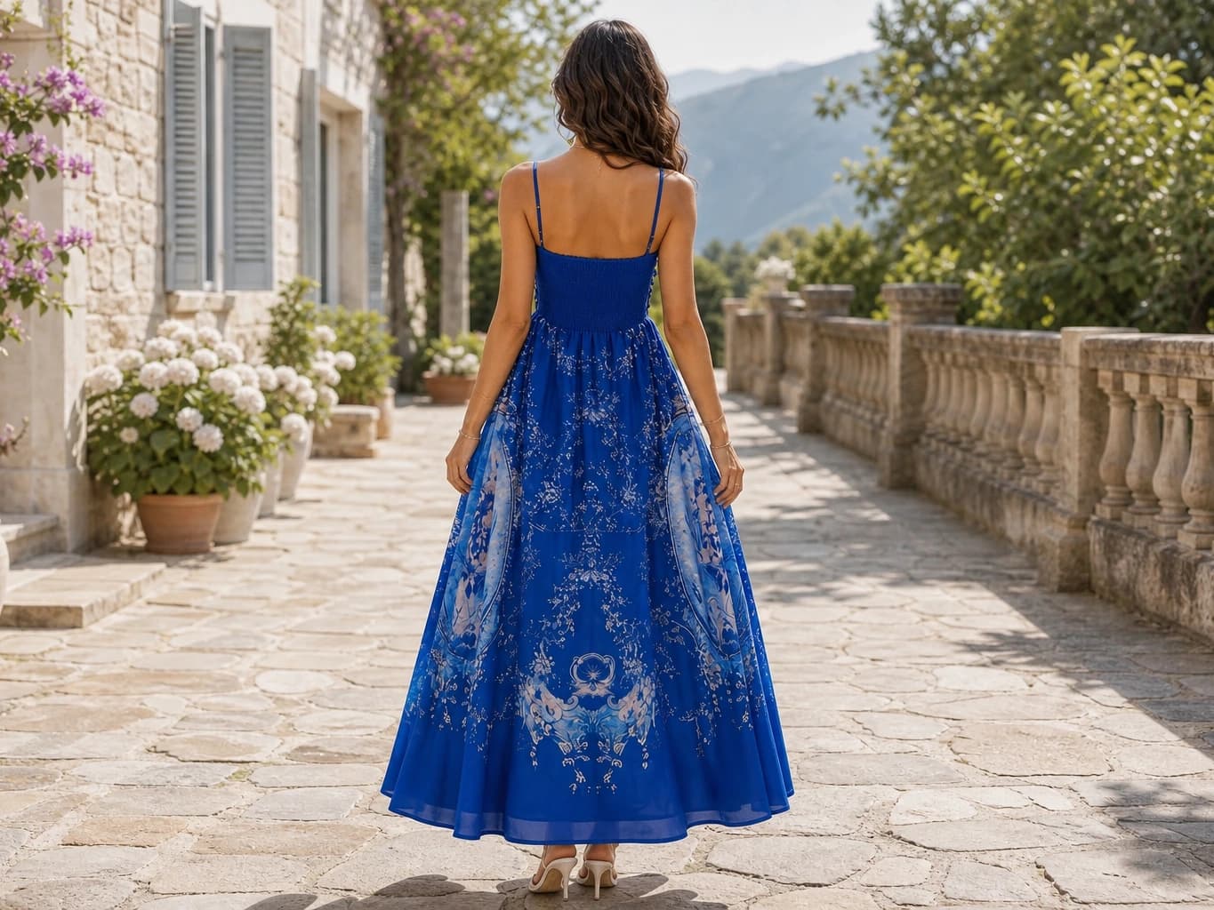 Mermaid Print Linen Dress