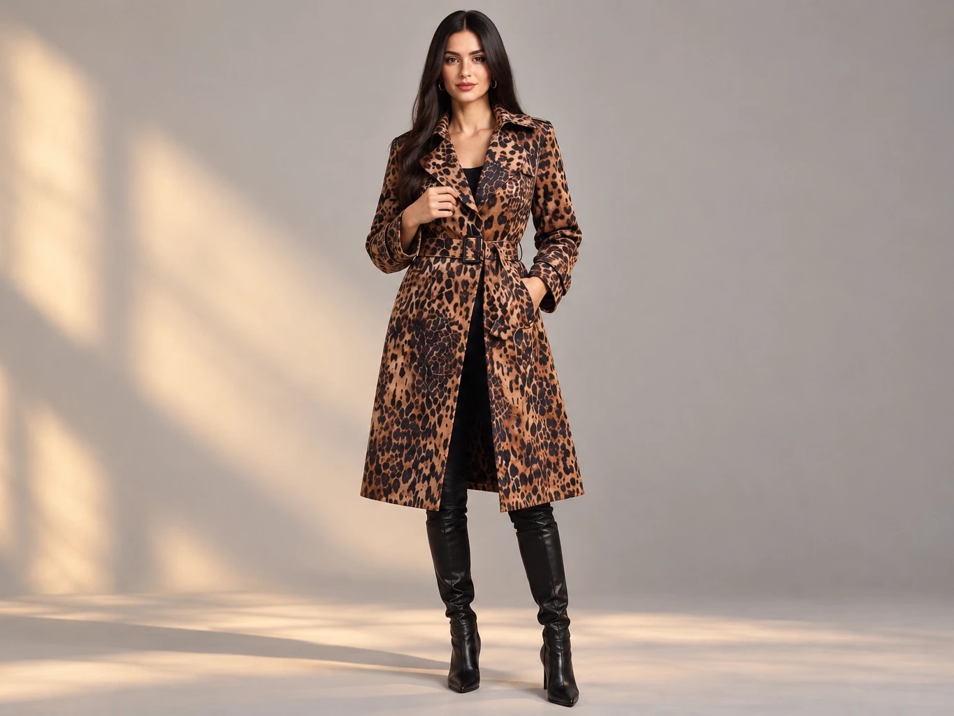 Leopar Desen Trençkot