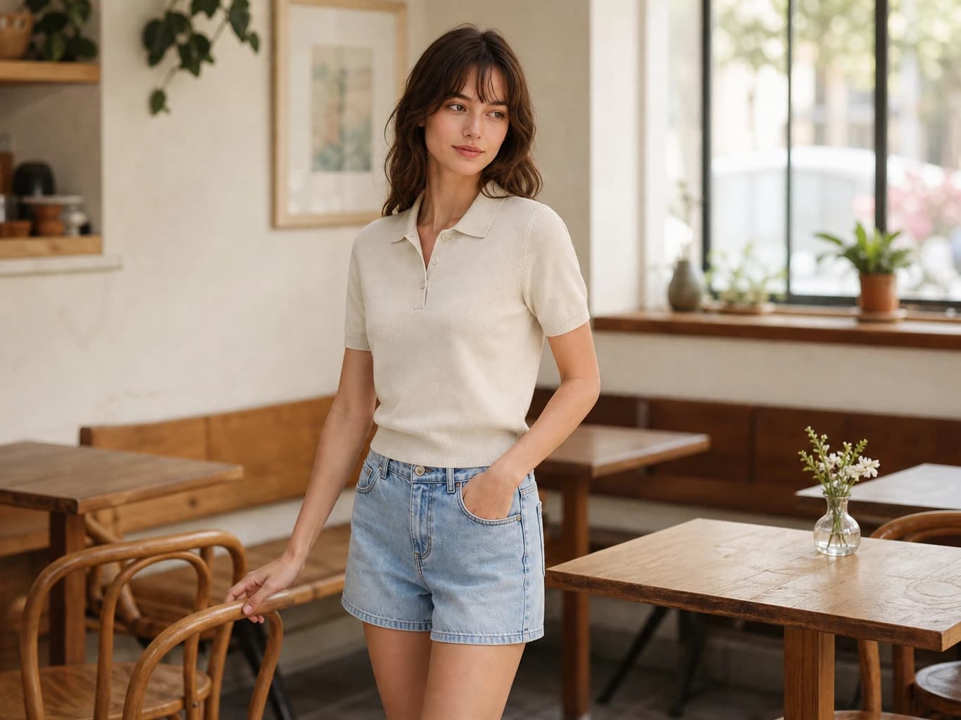 Polo Yaka Fitilli Crop Triko