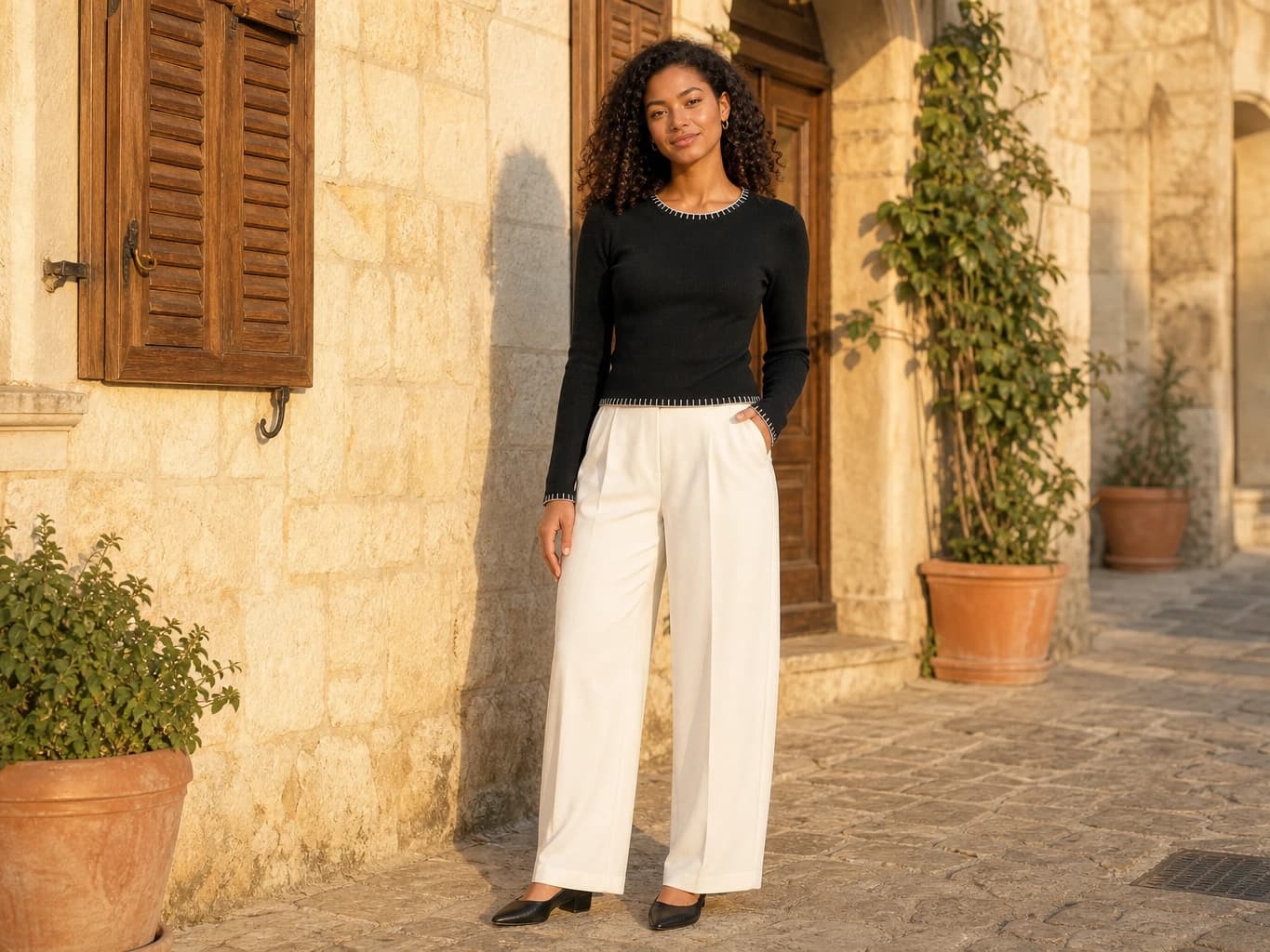 Kontrast Biye Detaylı Crop Triko