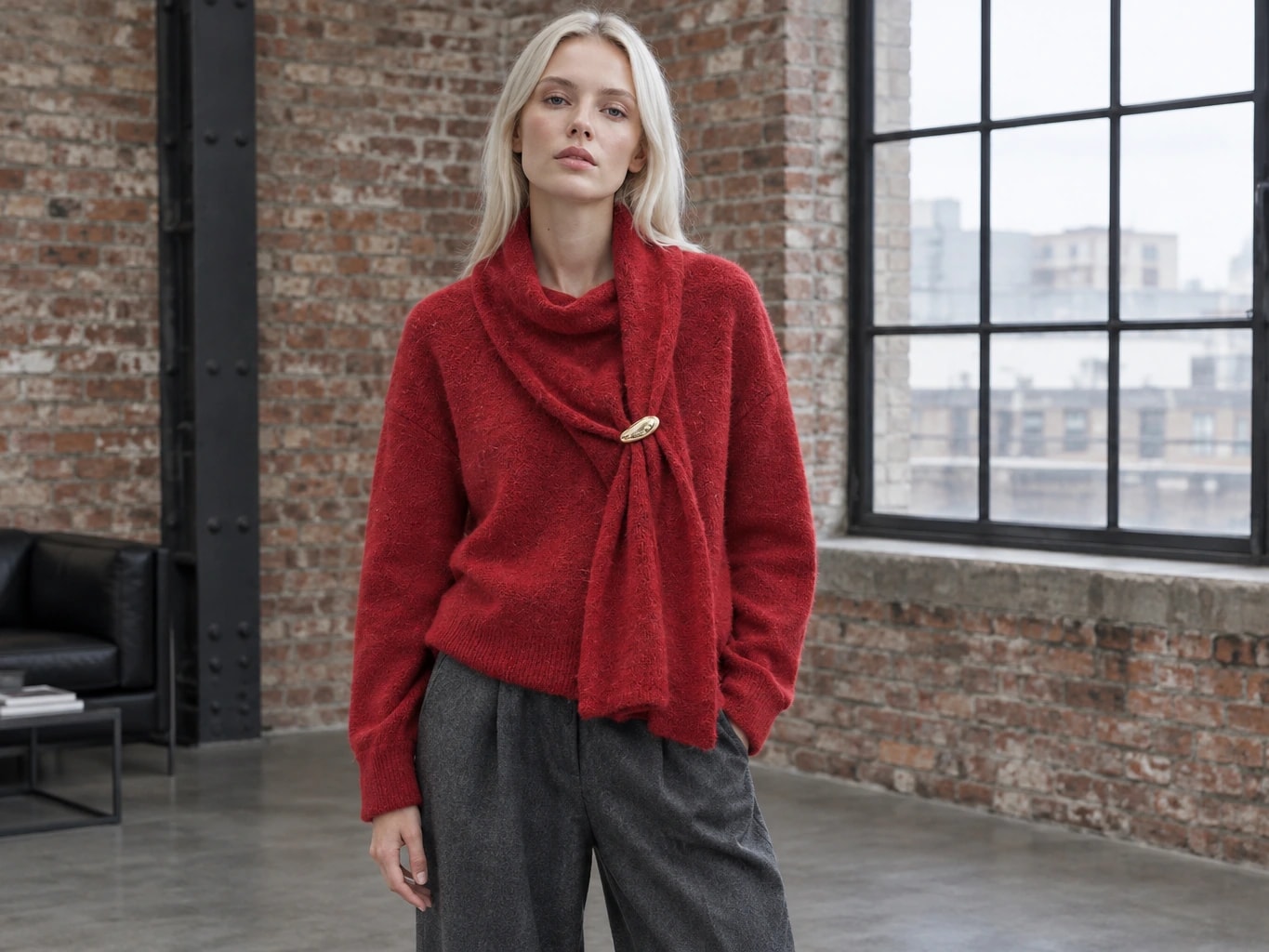 Broşlu Kadın Hırka